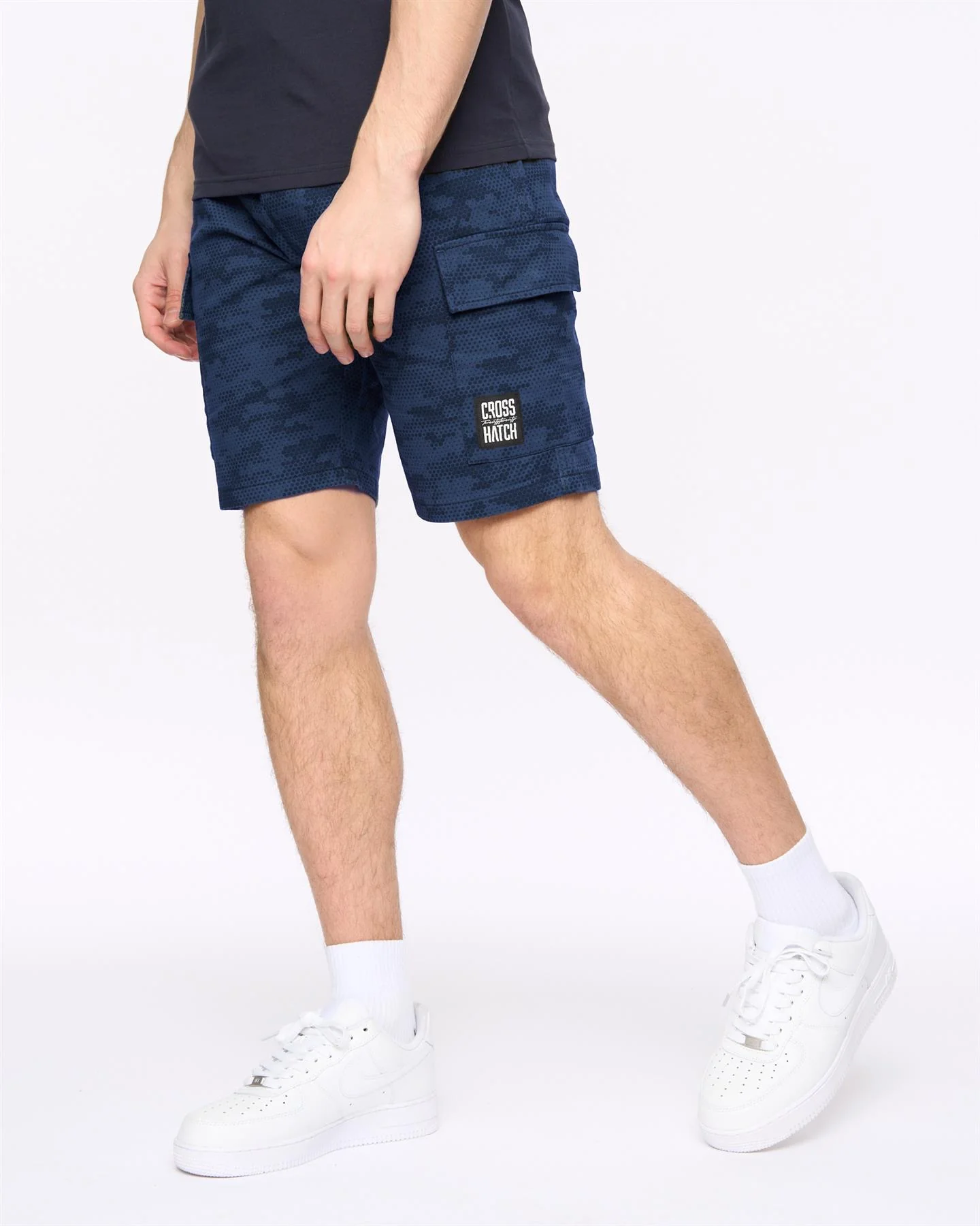 Janscore Elastic Waist Cargo Shorts Navy